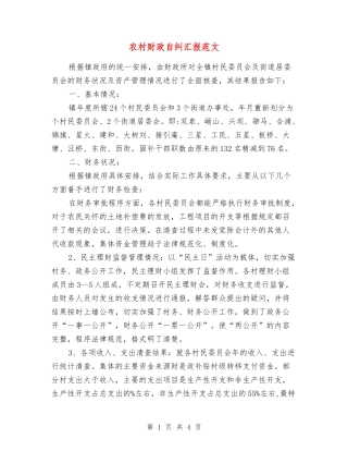 农村财政自纠汇报范文
