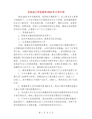 水务站工作总结和2024年工作计划
