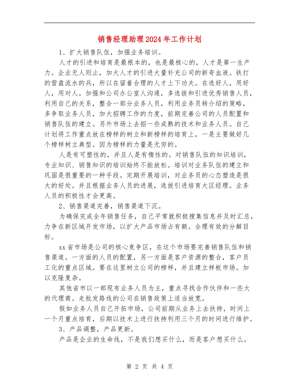 销售经理助理2024年工作计划_第2页