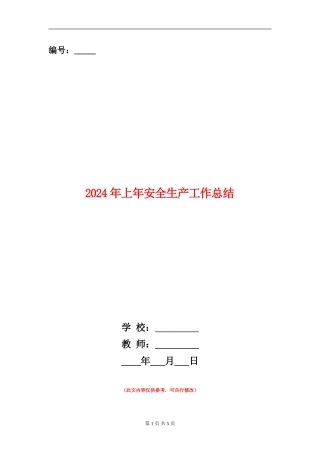 2024年上年安全生产工作总结