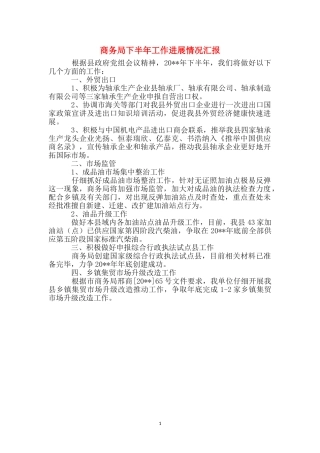 商务局下半年工作进展情况汇报