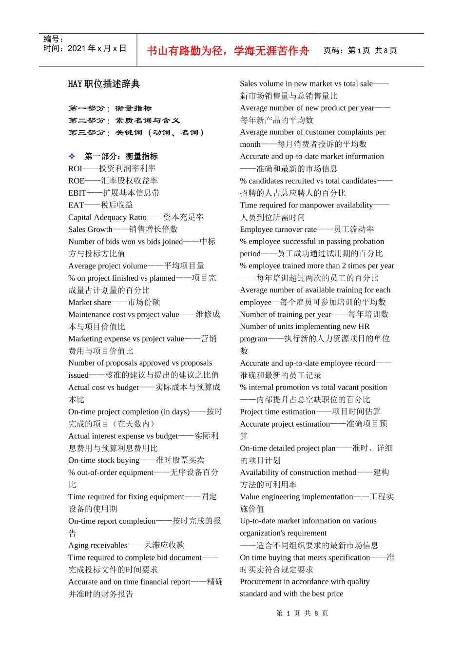 人力资源-2022HAY职位描述辞典(DOC8)_第1页