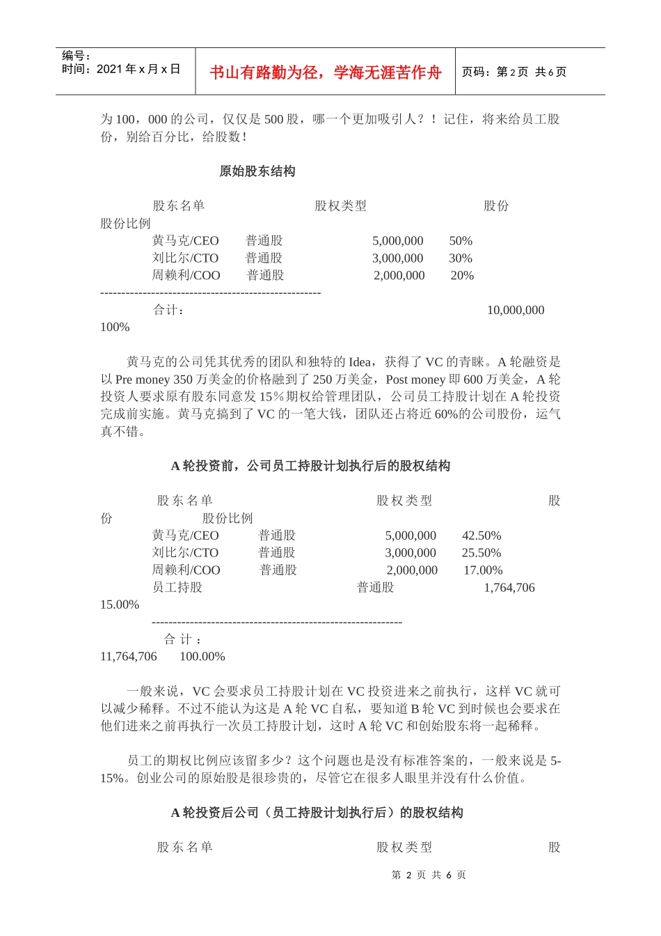 创业公司的“股份拼骨图”_第2页