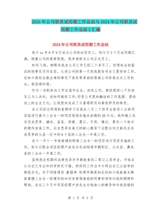 2024年公司职员试用期工作总结与2024年公司职员试用期工作总结2汇编