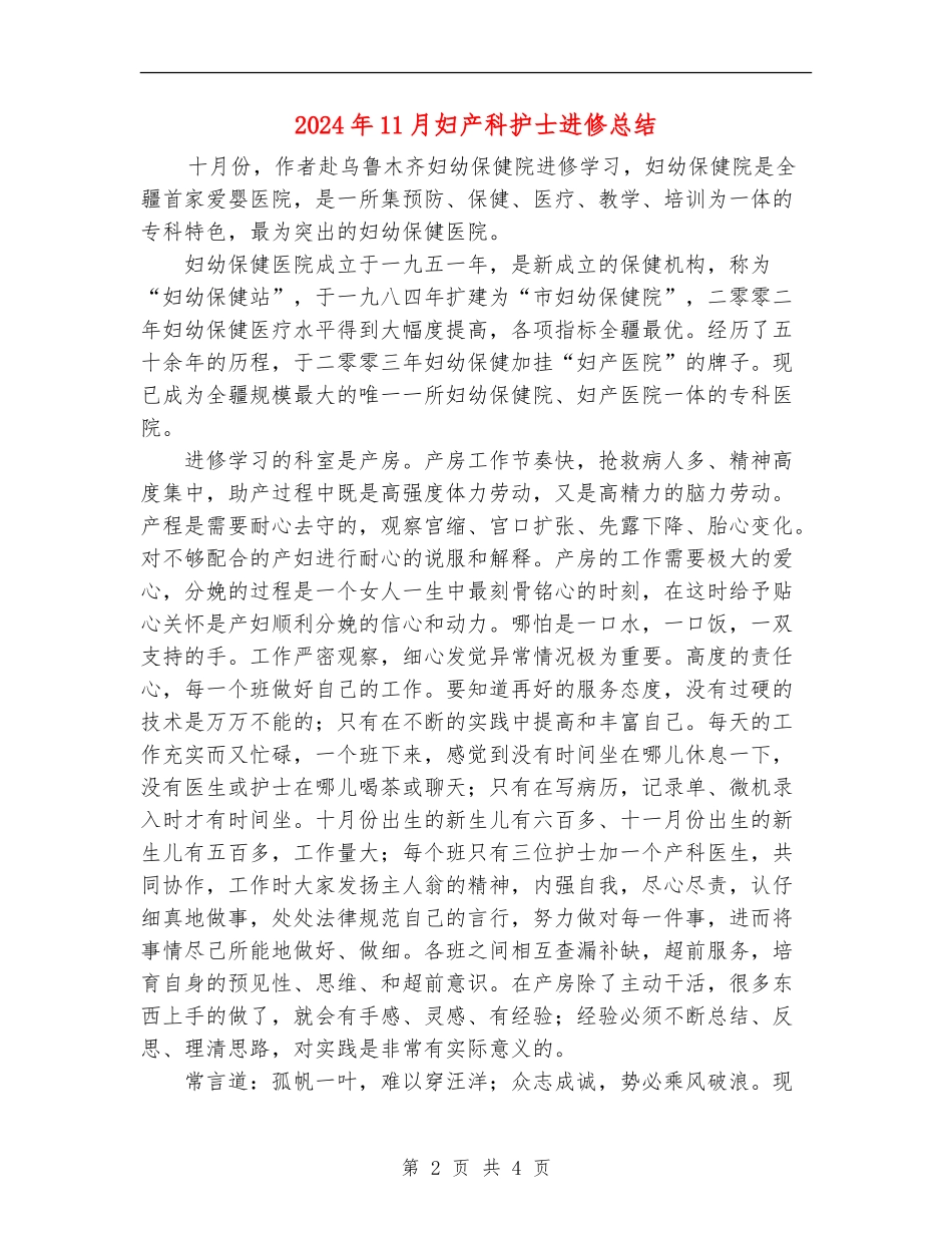 2024年11月妇产科护士进修总结_第2页