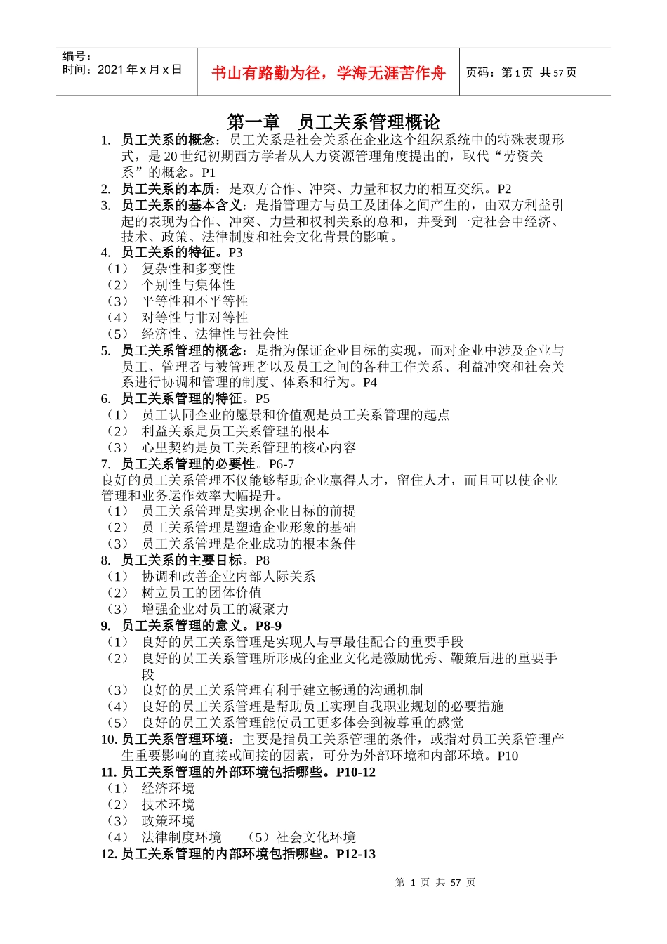 人力资源-202230466员工关系管理复习资料_第1页