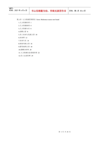 人力資源類職位說明書