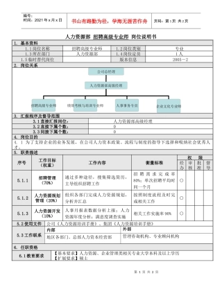 人力资源-20223招聘高级专业师岗位说明书