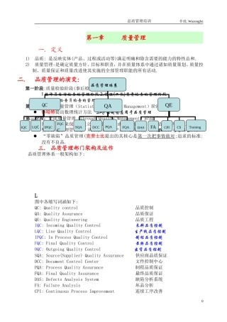 品管管理基础知识培训范本