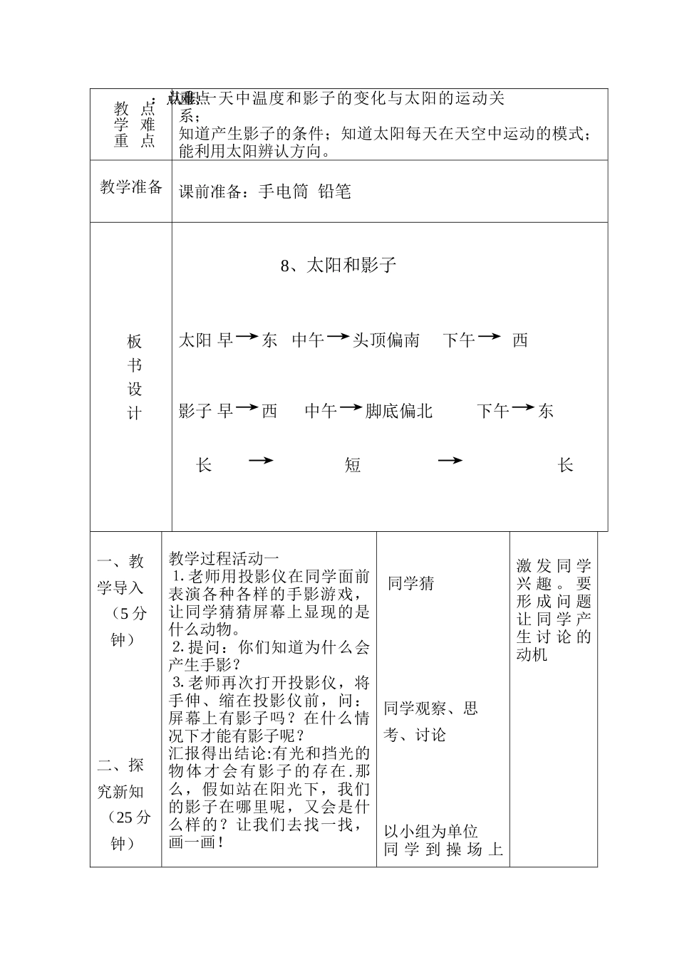 2024-2024年青岛版科学三上《太阳和影子》简案_第3页