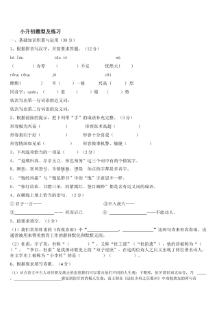 2024-2024年小升初题型及练习