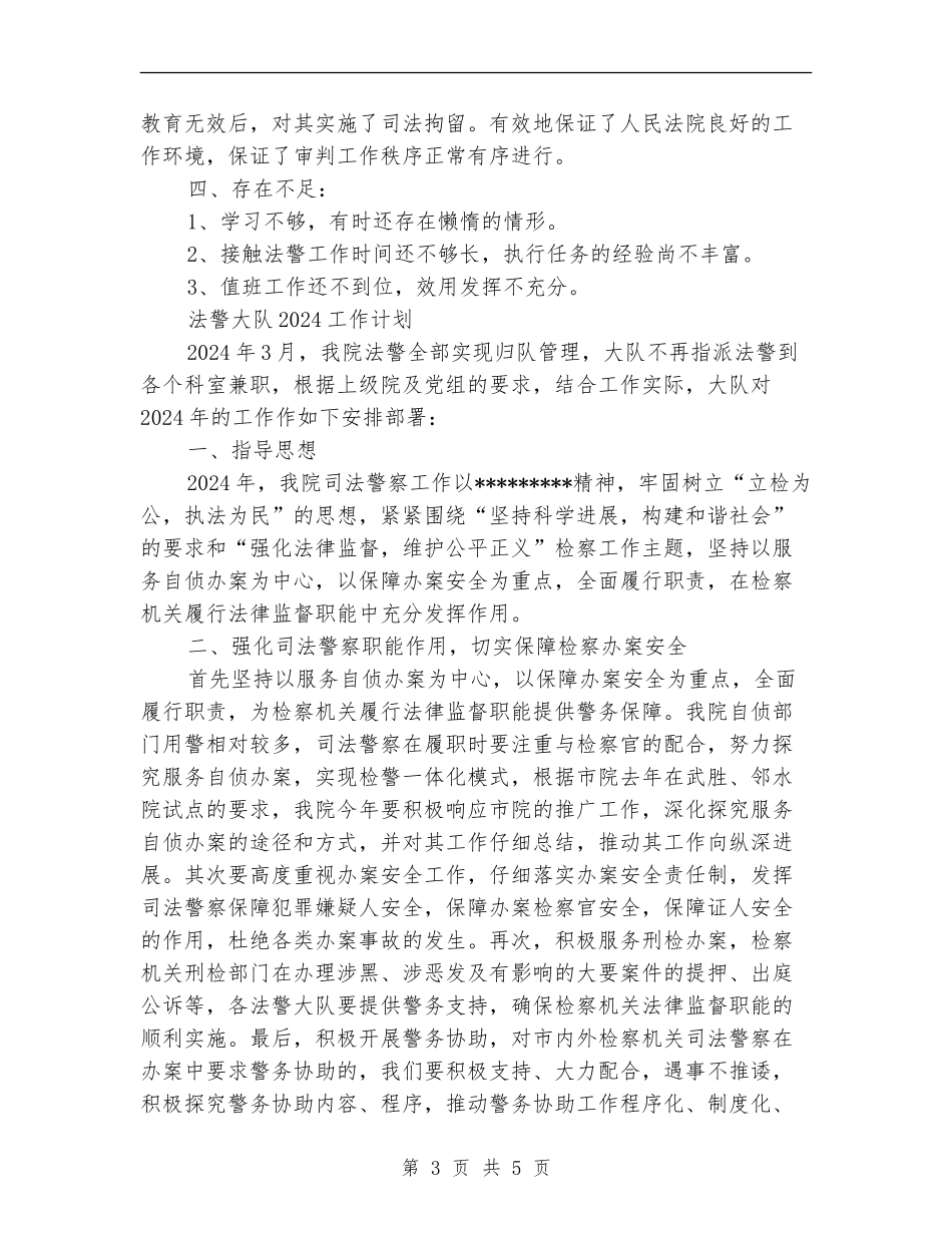 法警大队2024工作总结及2024工作计划_第3页