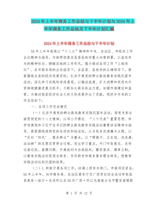 2024年上半年商务工作总结与下半年计划与2024年上半年商务工作总结及下半年计划汇编