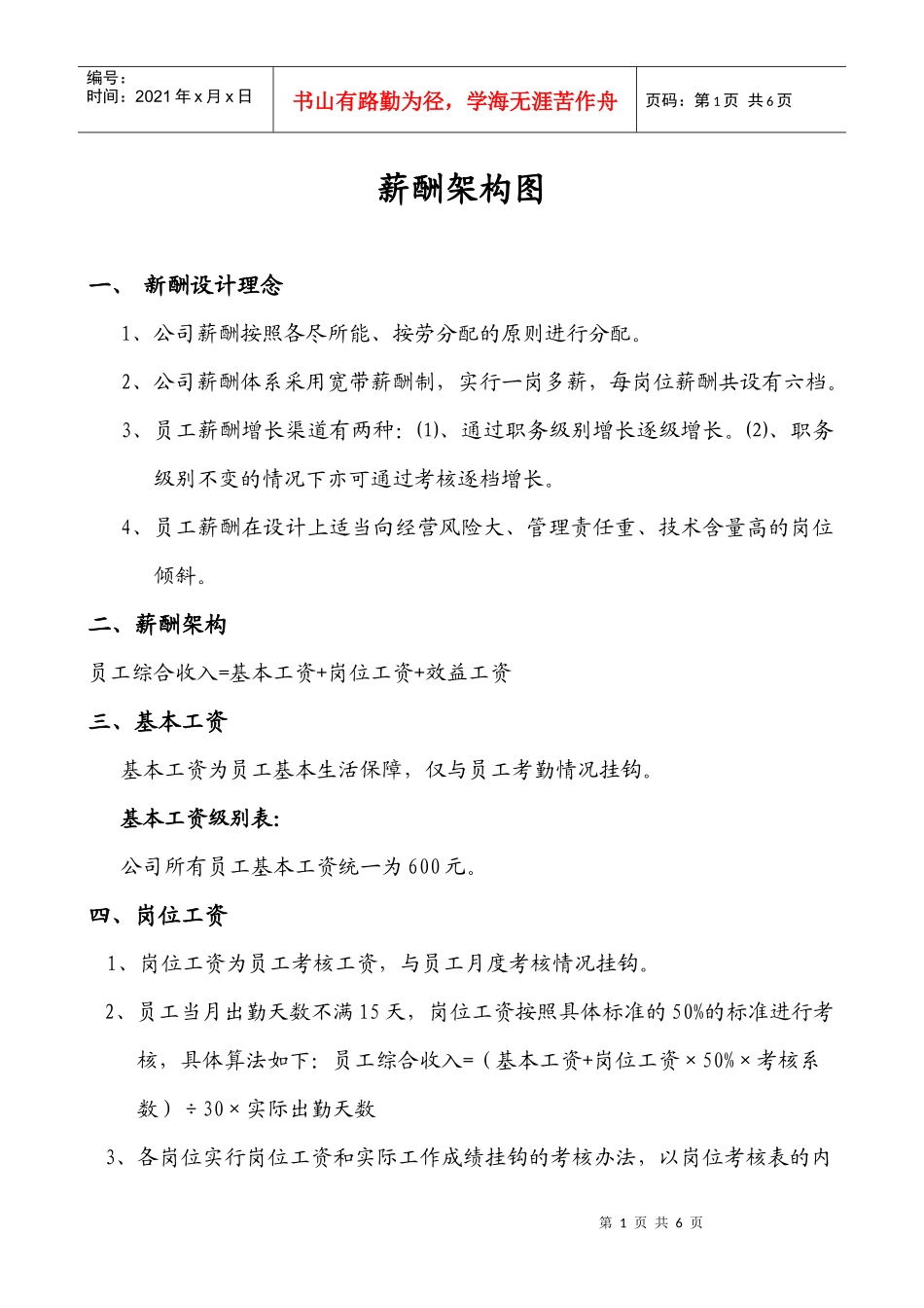 制造行业薪酬设计方案范本_第1页