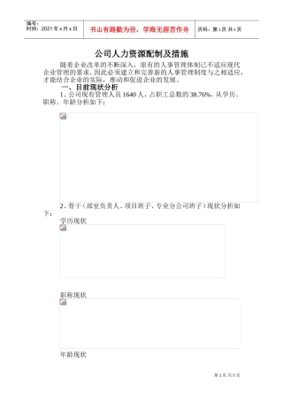 公司人力资源配制及措施