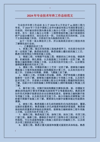 2017年专业技术年终工作总结范文