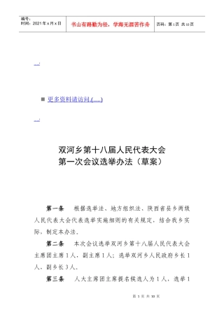 双河乡人民代表大会会议选举制度