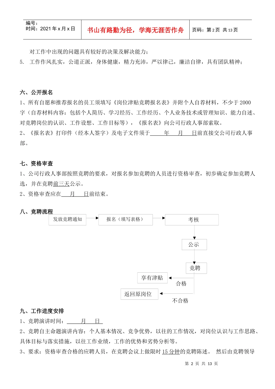 人力资源-2022# 岗位津贴 竞聘方案_第2页