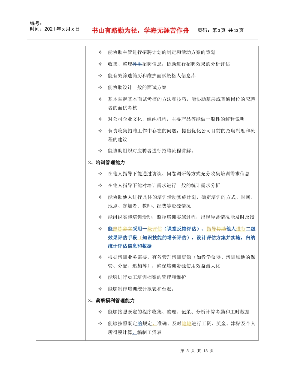 XX人力资源族任职资格标准_第3页