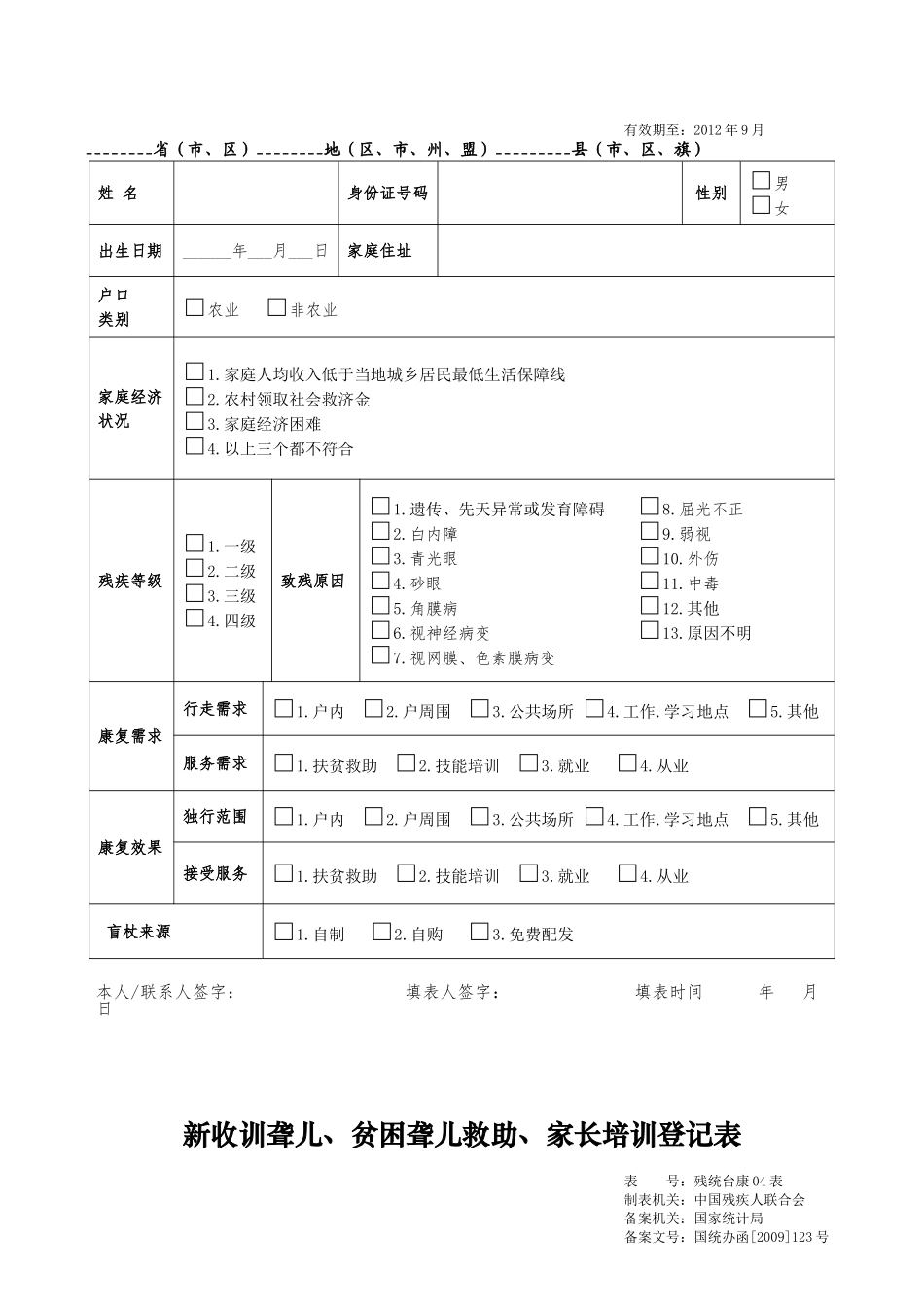 “十二五”残疾人事业统计台账卡片表_第3页