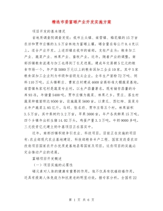 市委富硒产业开发实施方案