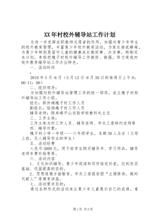 XX年村校外辅导站工作计划