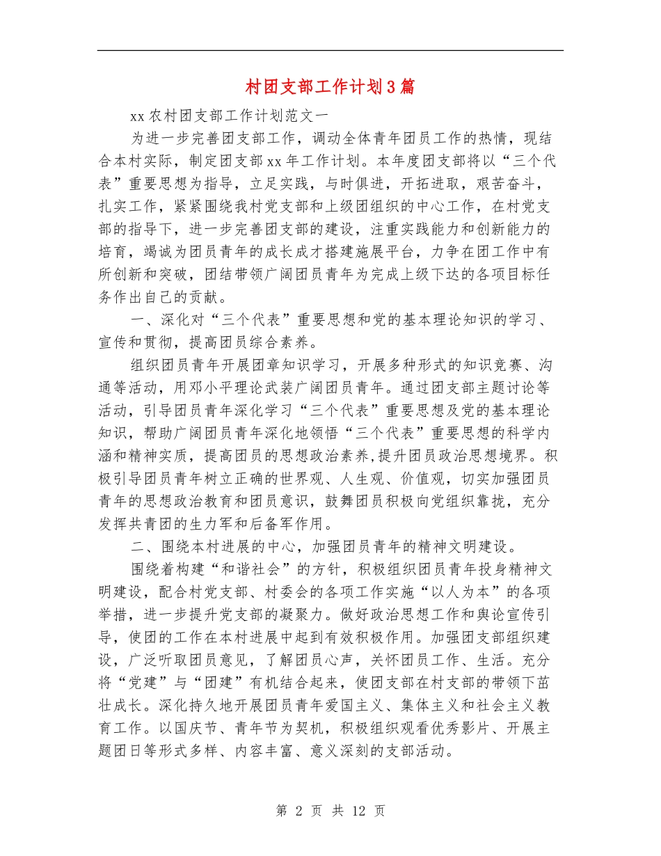 村团支部工作计划3篇_第2页