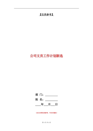 公司文员工作计划新选