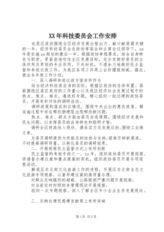 XX年科技委员会工作安排