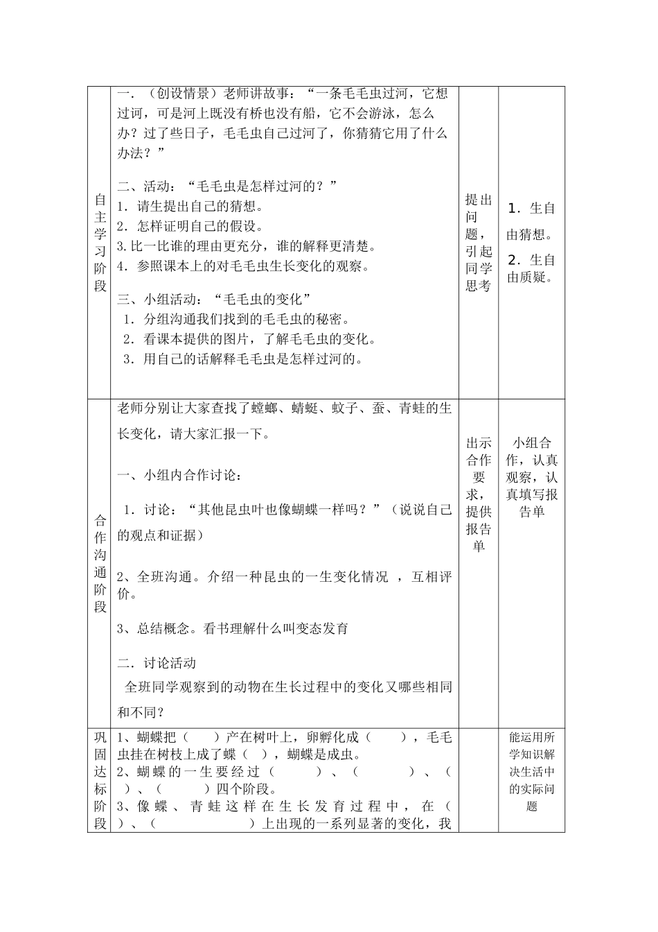2024春冀教版科学四下第15课《毛毛虫不见了》word教案_第2页