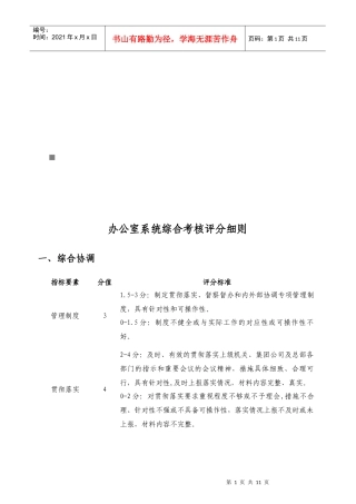 公司办公室系统综合考核评分细则