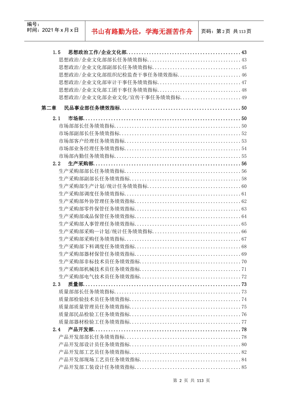岗位任务绩效指标大全_第3页