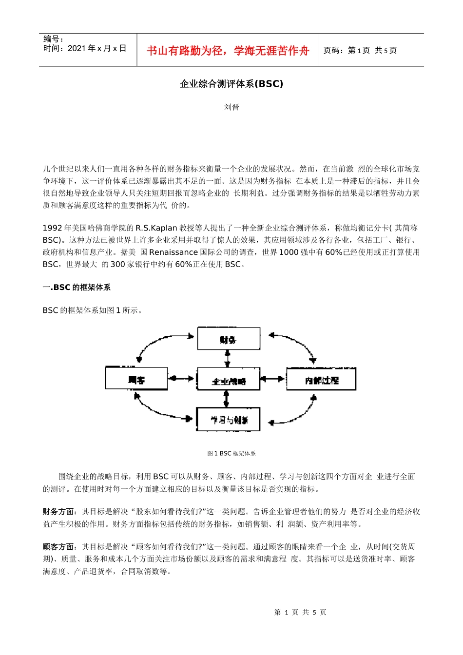 人力资源-2022BSC企业综合测评体系_第1页