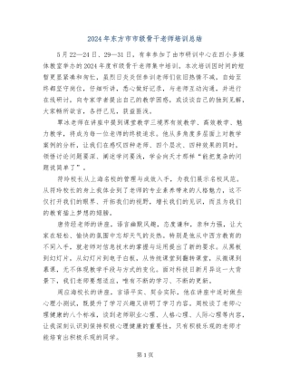 2024年东方市市级骨干教师培训总结