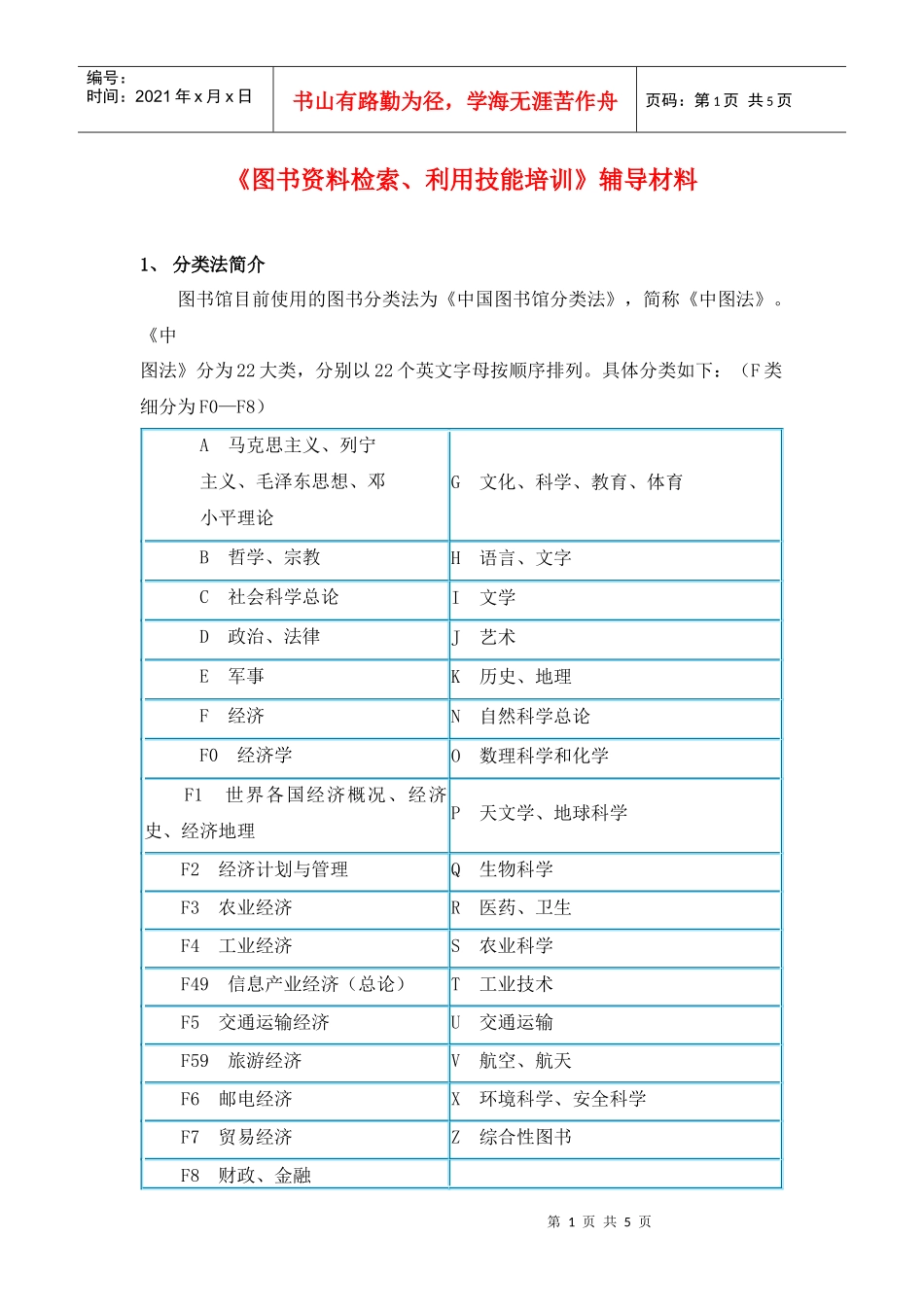 《图书资料检索、利用技能的培训》辅导材料_第1页