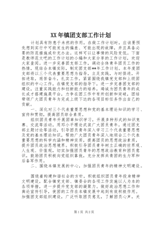 XX年镇团支部工作计划
