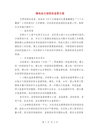 地方招投标监管方案