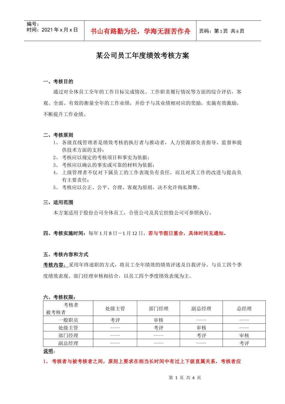 年度绩效考核方案（草案）_第1页