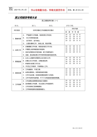 公司绩效考核表格大全(适合大小公司)(DOC85页)
