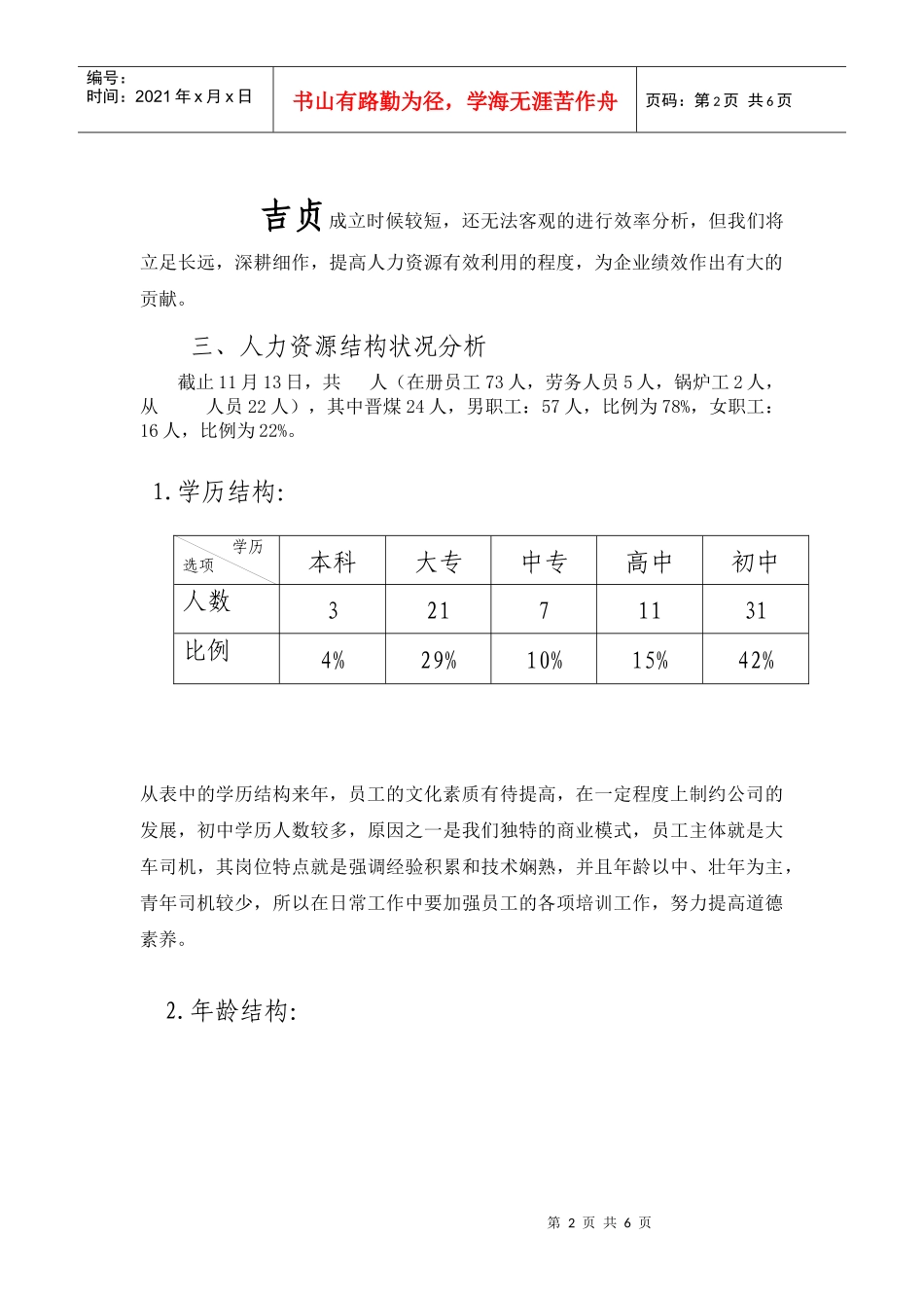 吉贞公司人力资源状况分析报告_第2页