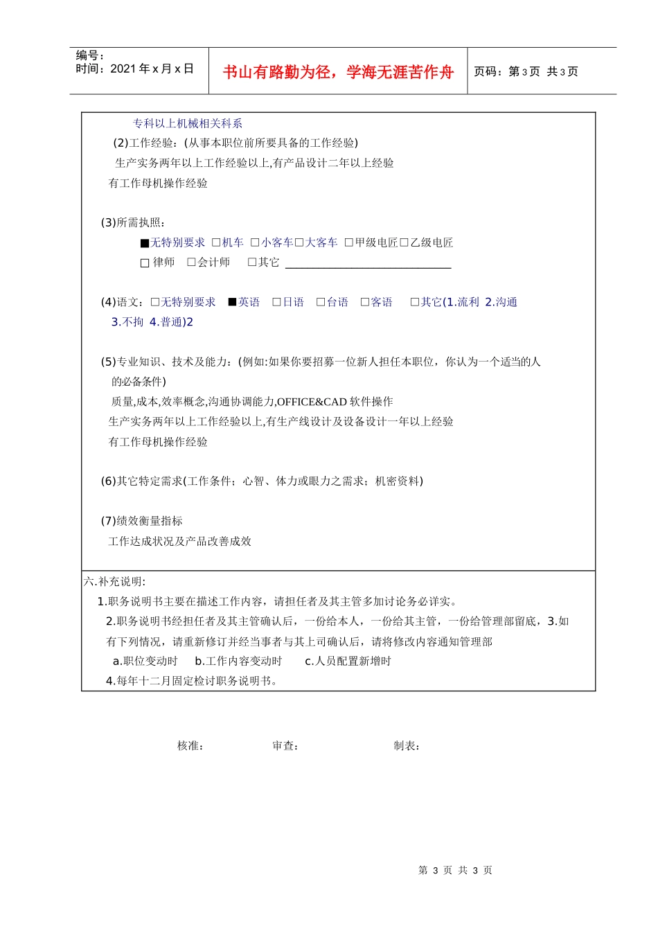 工程师职务说明书_第3页