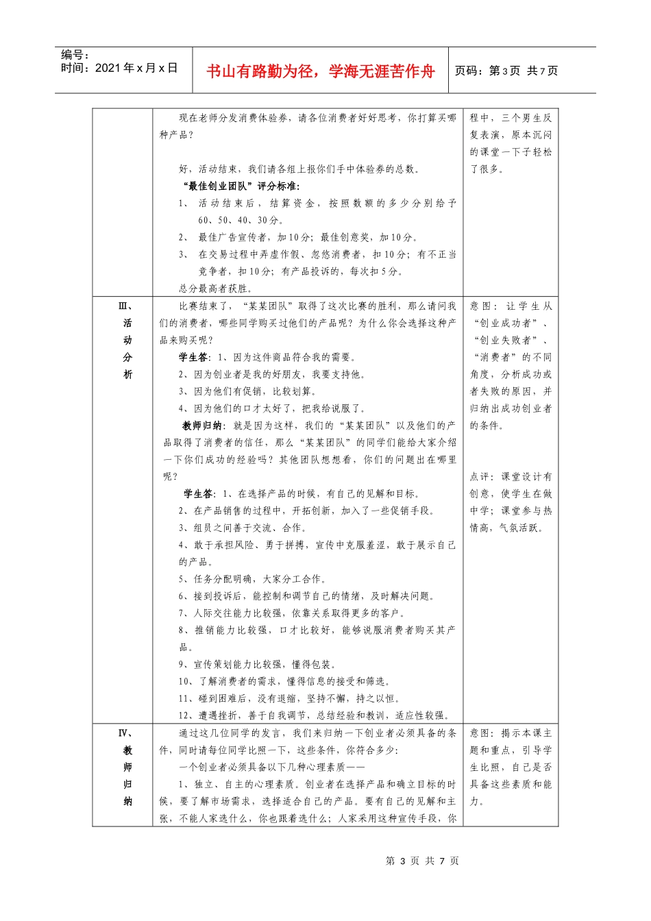 创业者应有的素质和能力教学方案_第3页