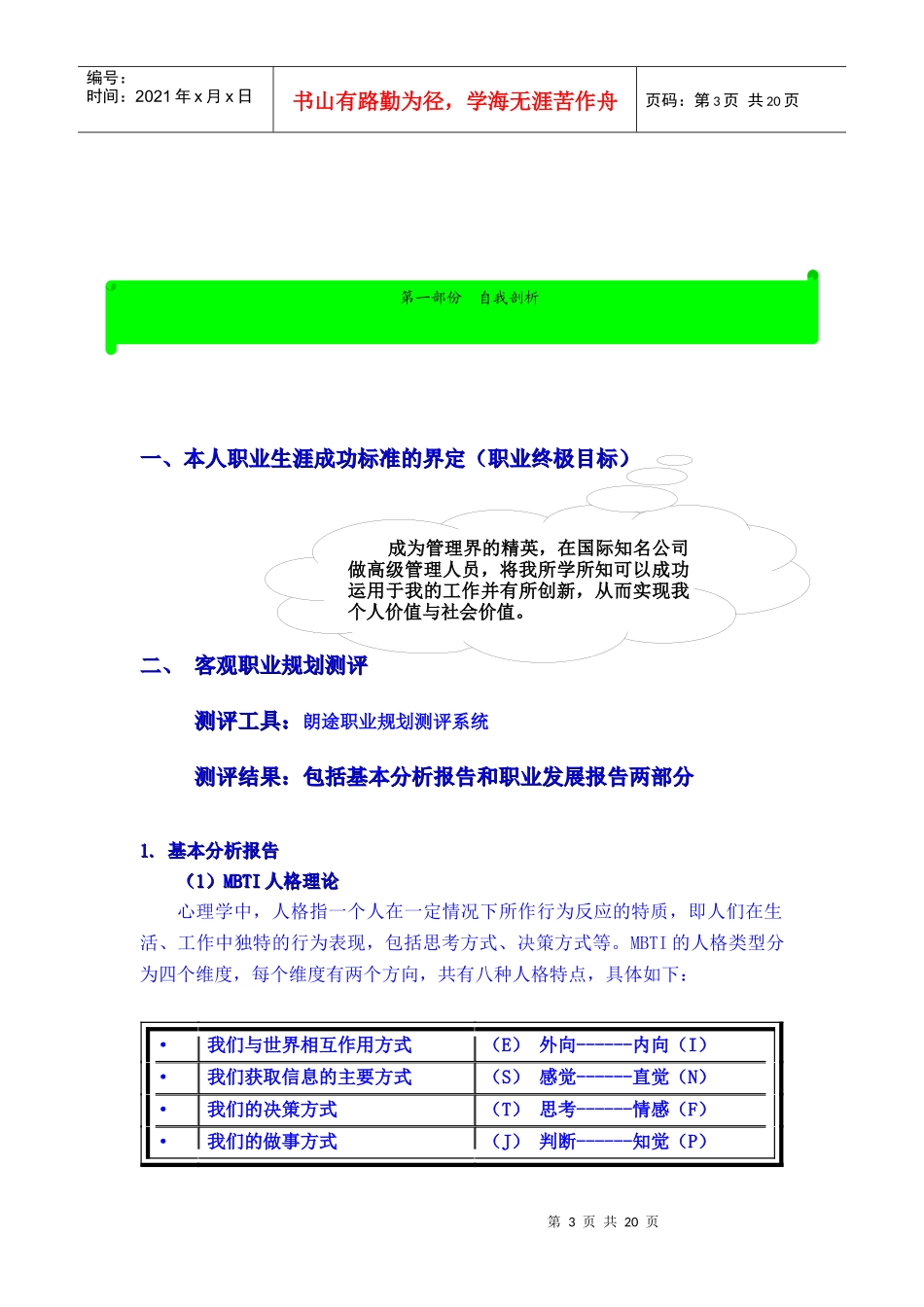 大学生职业规划书样板_第3页