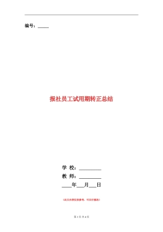 报社员工试用期转正总结