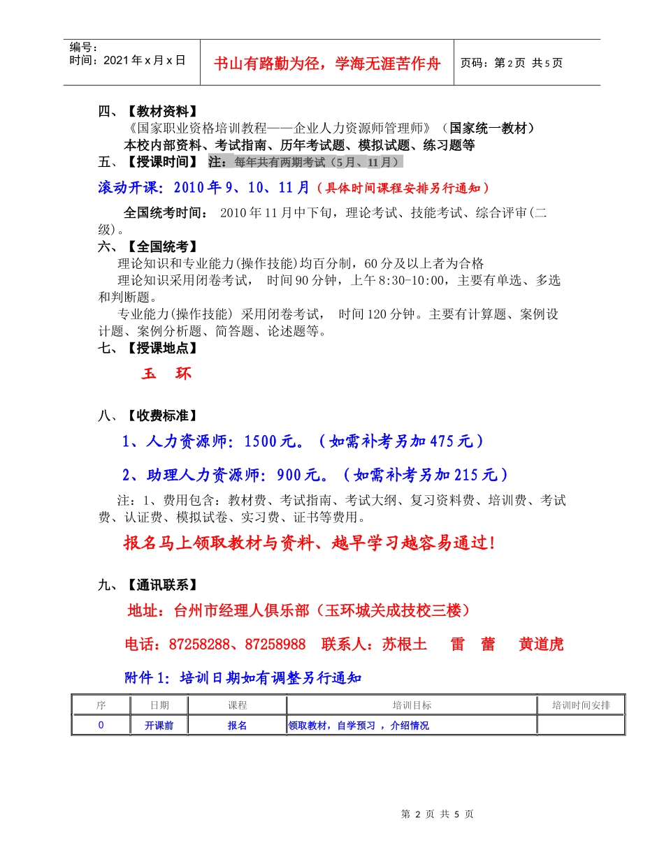 国家人力资源管理师职业资格培训_第2页