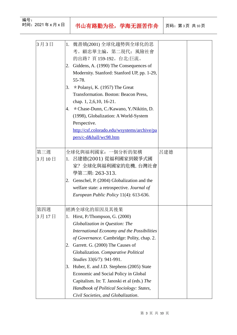 国立中正大学社会福利研究所教学大纲_第3页