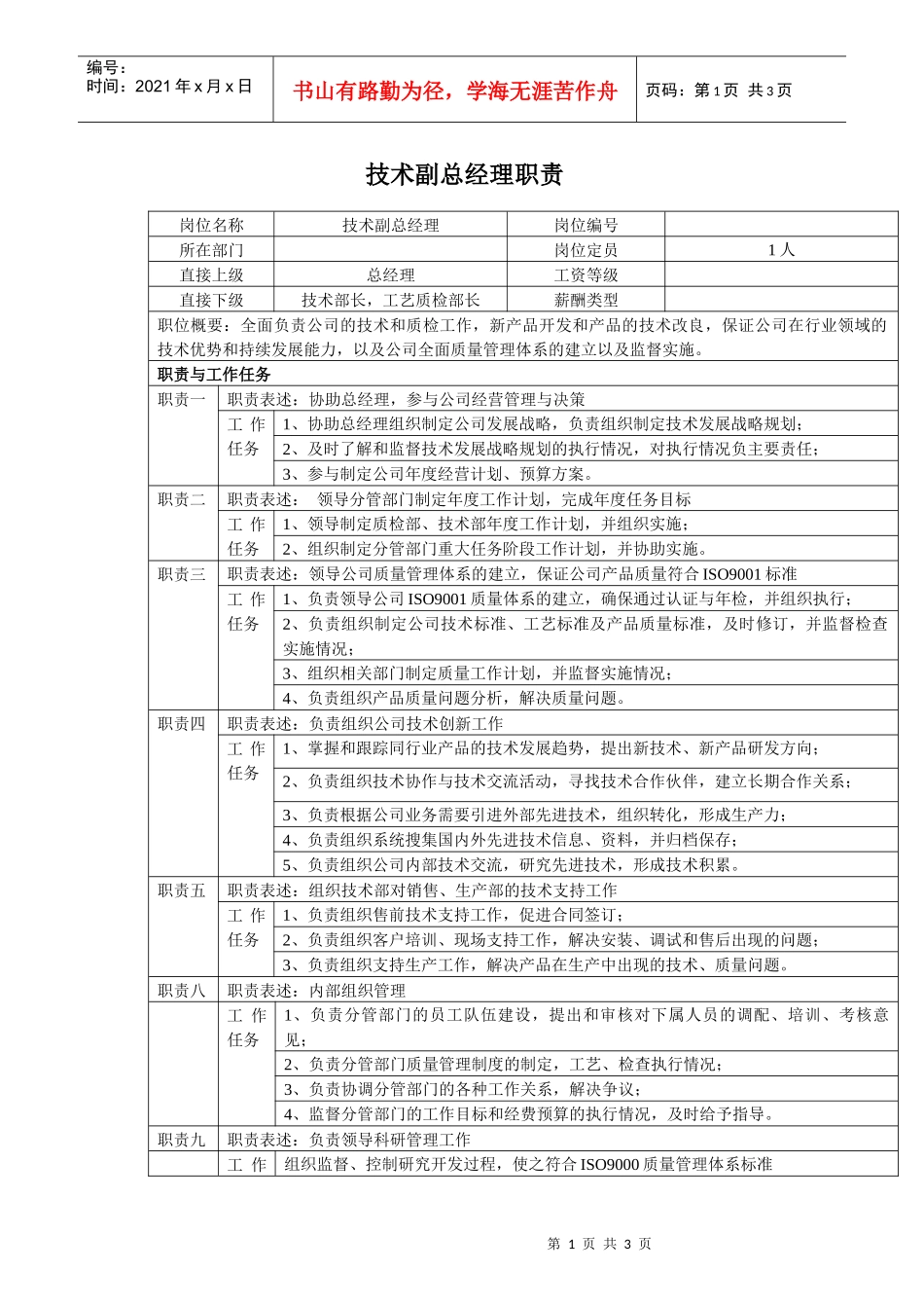 中小企业技术副总岗位职责_第1页