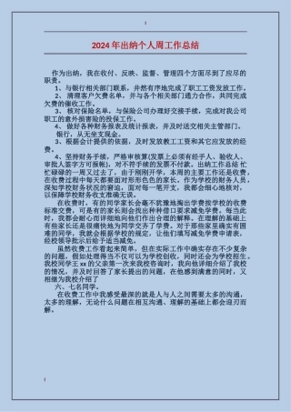 2017年出纳个人周工作总结