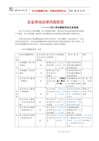 劳动关系解除指南