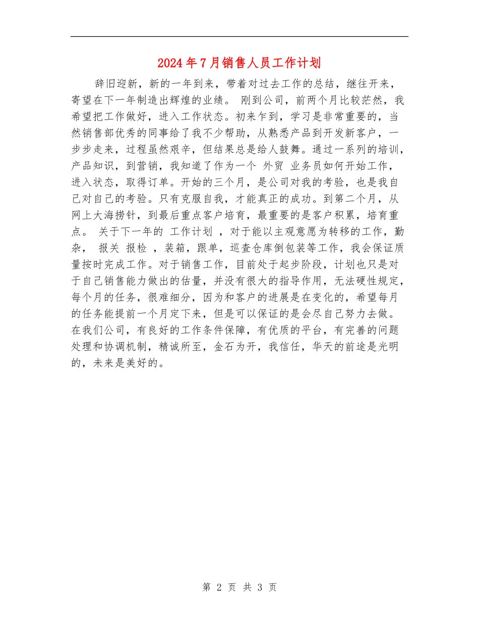 2024年7月销售人员工作计划_第2页